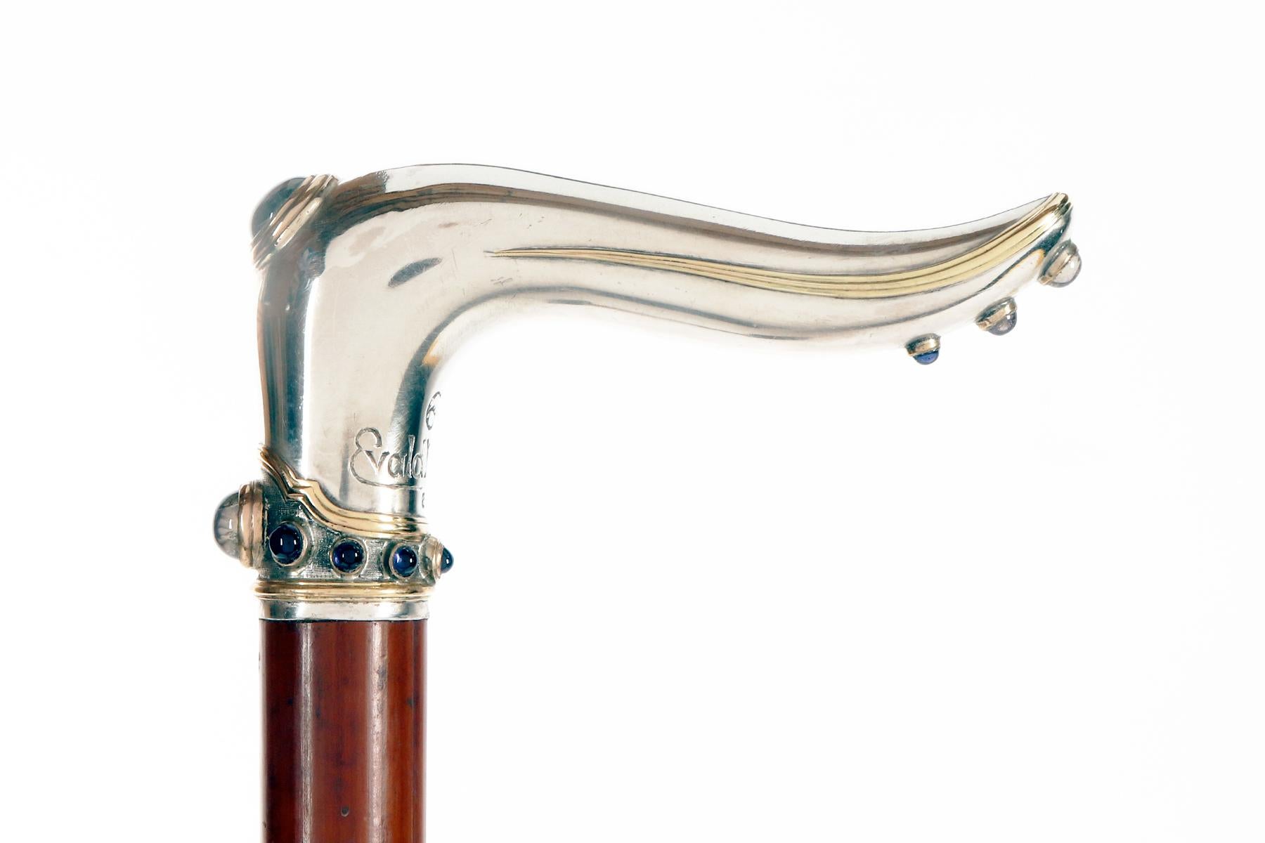 Canne en forme de bijou, signée Evald Nielsen, Copenhague, Danemark 1920. en vente 1