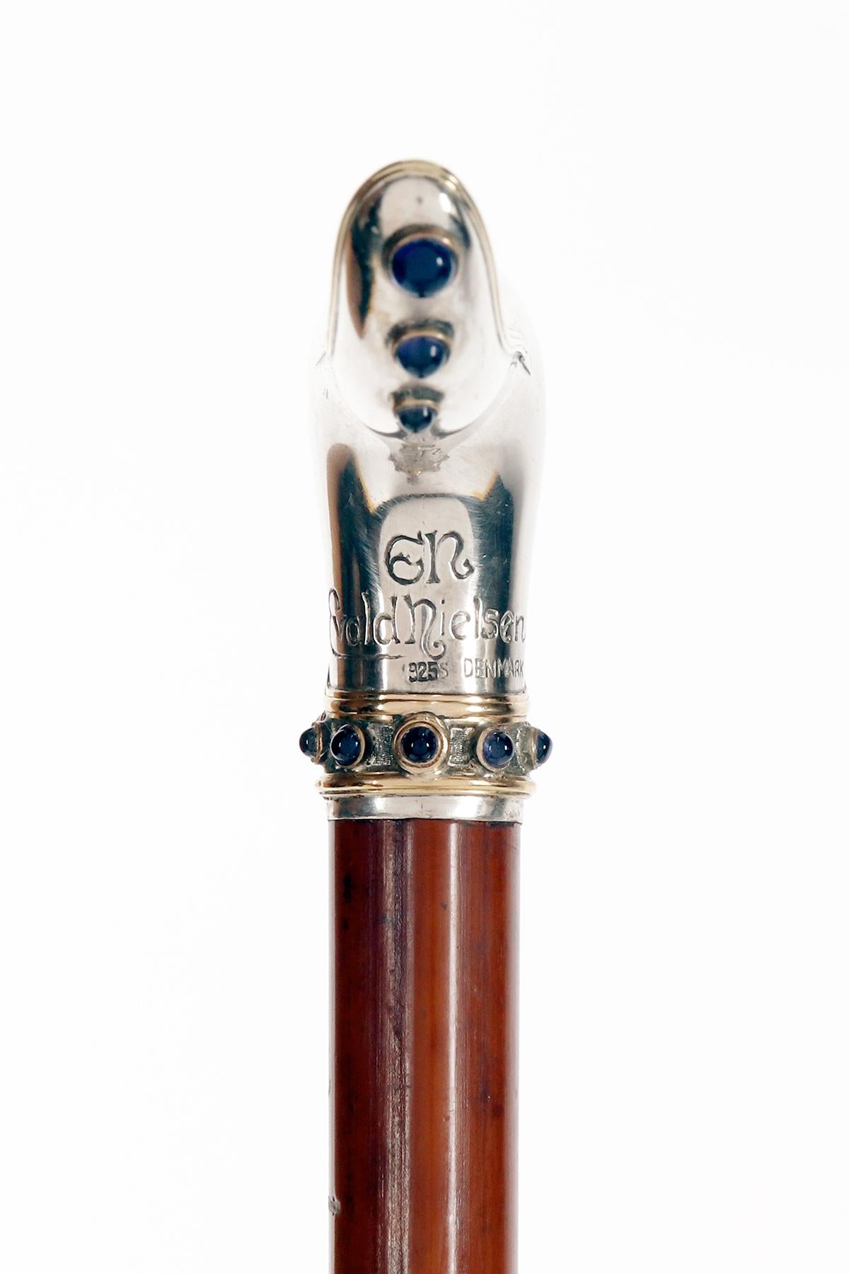 Canne en forme de bijou, signée Evald Nielsen, Copenhague, Danemark 1920. en vente 2