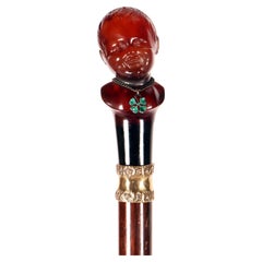 Tortoiseshell jewel walking stick, signed Manolo-Arnould, France 1900.