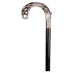 Art Nouveau walking stick depicting the dance of a capercaillie. Austria 1900.