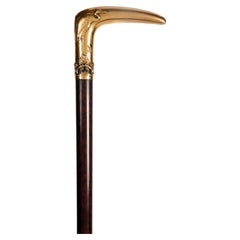 18K gold jewel Walking stick depicting a heron by Plisson and Hartz, Paris 1900.