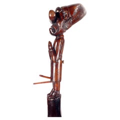 Erotic folk art  walking stick depicting a man in act of praying, England 1850.