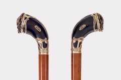 Bastone da passeggio di W. A. BolIN, in corno e argento dorato. Stockolm, Sweeden 1917.