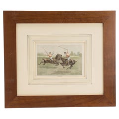 A watercolor finished print depicting polo players, USA 1900.