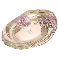 Art nouveau sterling silver enamel bowl, United States end of 19th century.