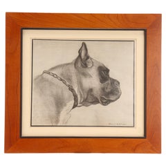 An original etching depicting the head of a boxer dog, USA 1930.
