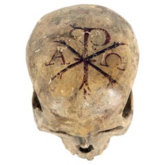 Memento Mori en Wood avec Chrismon, monogramme du Christ, Italie vers 1600.