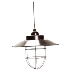 Lampara-type swinging lamp in iron and bakelite, Italy 1900.