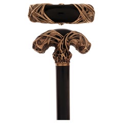 Art Nouveau silver gilt & onyx cane, signed Siegfried Bing, Paris, 1900-1905.
