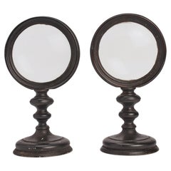 Pair of ebonized wood desk magnifying glasses, Italy 1870.