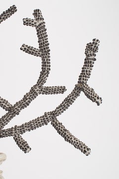 Neoclassical Glass Bead Coral Branch on Turned Wood Stand, Italy c. 1790.