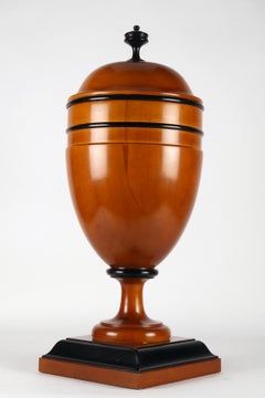 Large Antique Biedermeier Turned Wood Pharmacy Urn, Austria c. 1850.