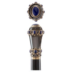 Georges Fouquet cane with smoky quartz & lapis lazuli. Paris, late 19th century.