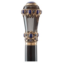 Georges Fouquet cane with smoky quartz & lapis lazuli. Paris, late 19th century.