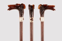 Tortoiseshell walking stick greyhound head, Vienna, Austria, early 20th century.