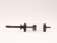 Antique glass & vulcanite medical lavage syringe, England late 19th century.