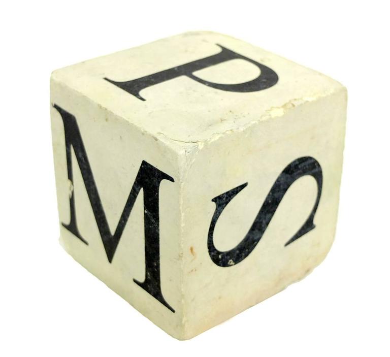 Pair of Generous Sized Dice with Letters, USA, circa 1900 For Sale at