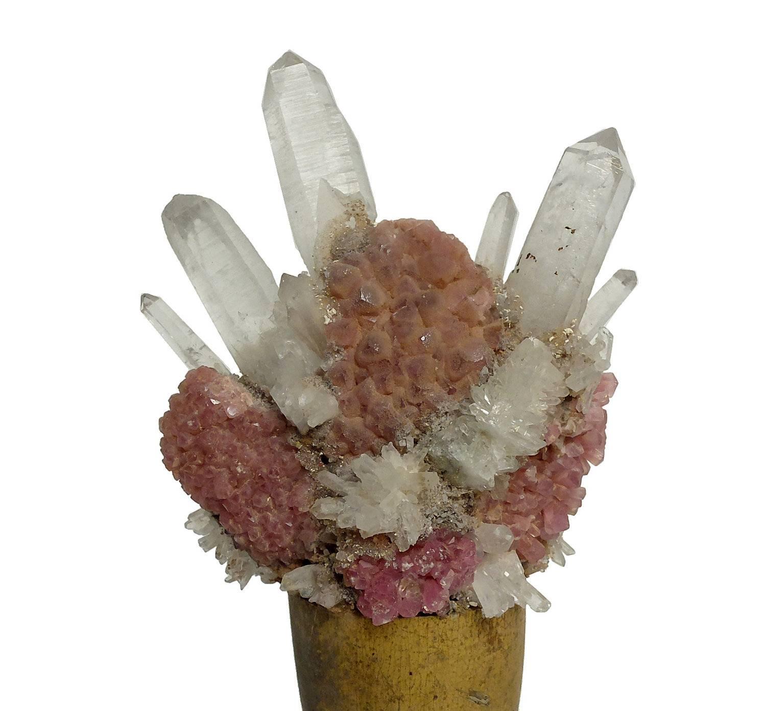 Wunderkammer Naturalia Mineral Specimen, Adruze of Rock Crystal and Pink Quartz In Good Condition In Milan, IT
