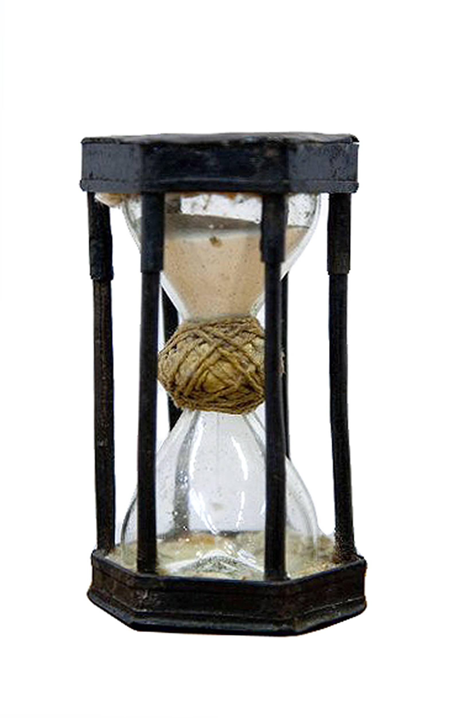 Berlin Iron Extremely Rare German Iron Caged Hourglass, circa 1720