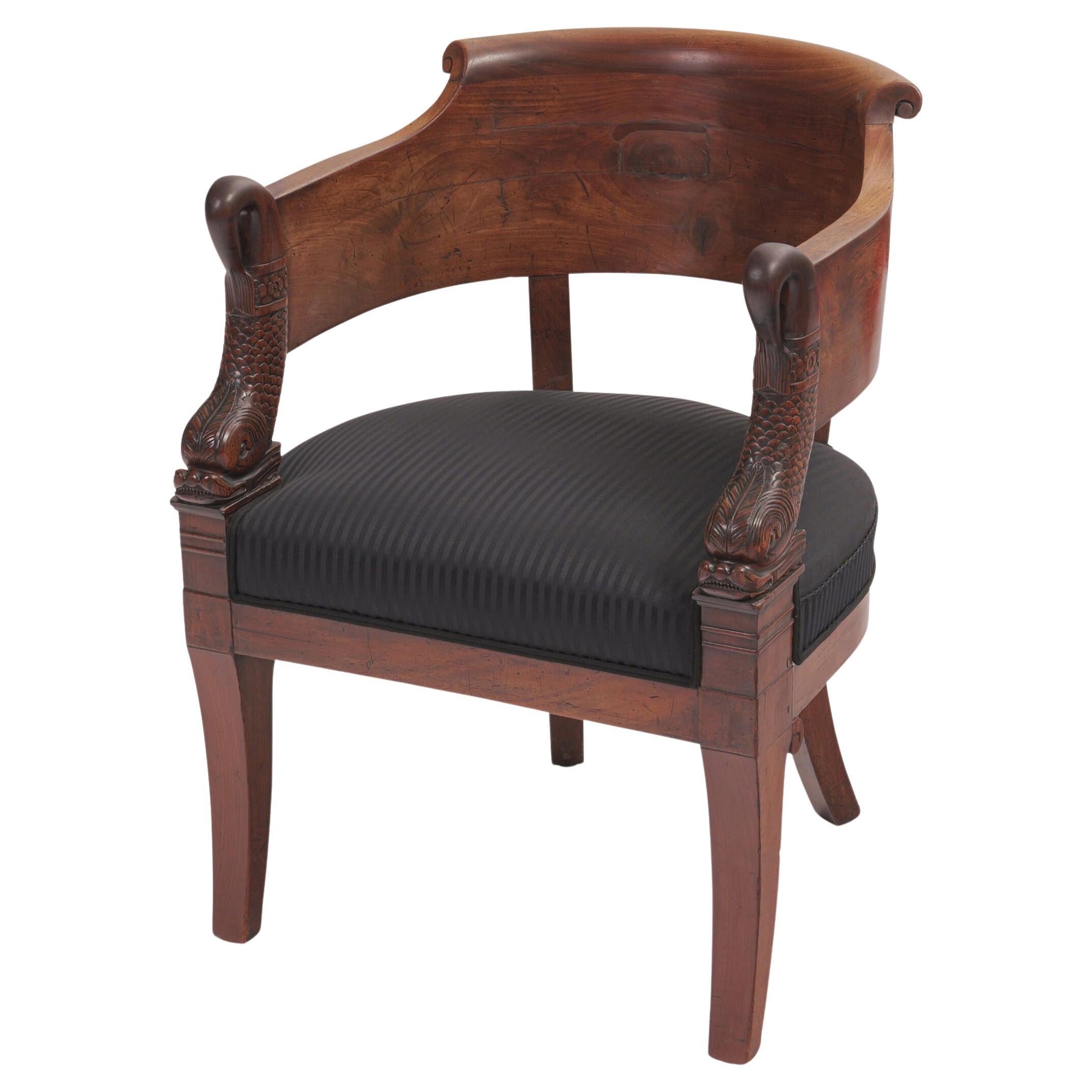 Sillón excepcional, Imperio hacia 1800/10 Nogal