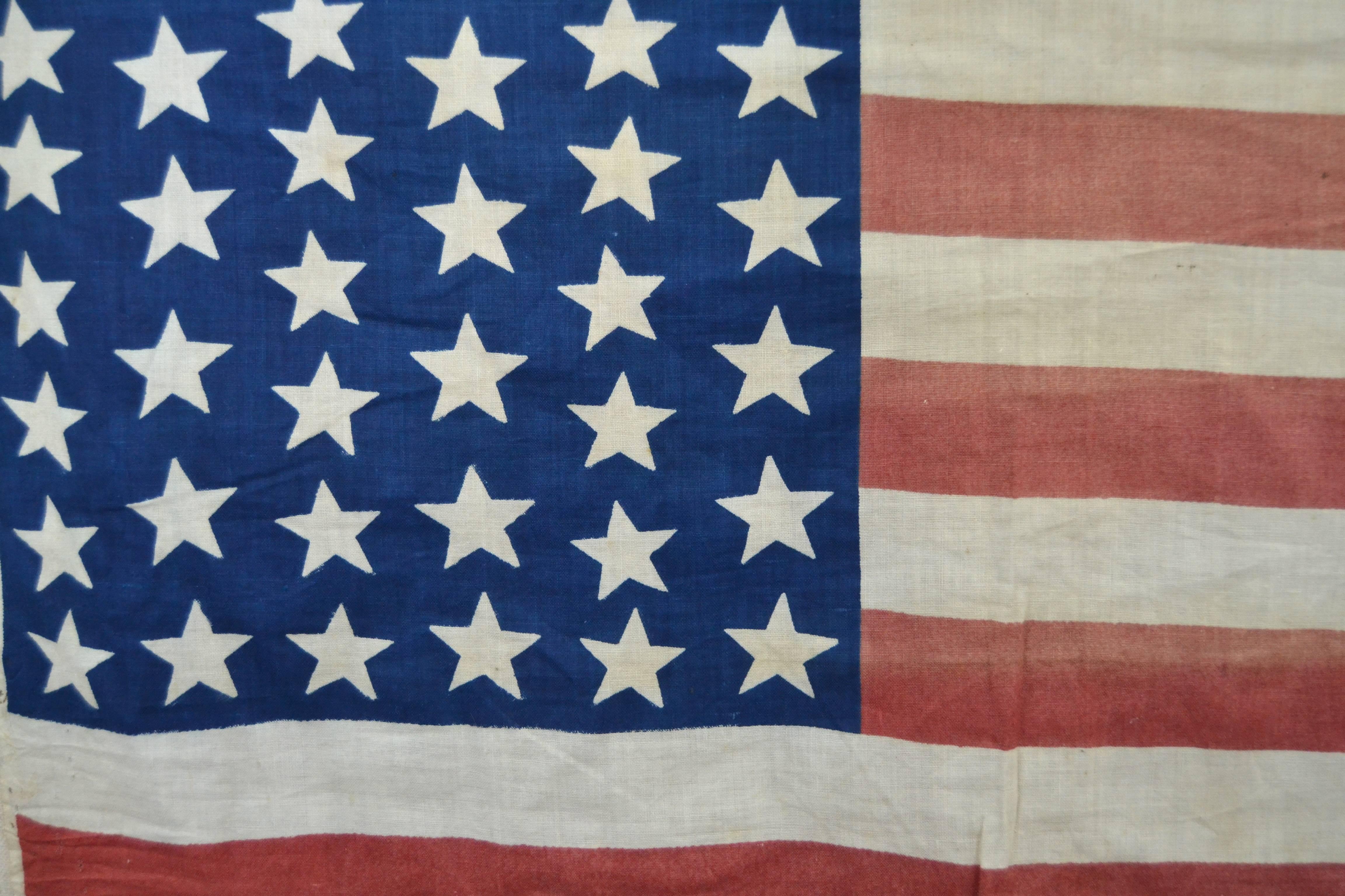 39 Star Printed Cotton Parade Flag In Fair Condition In North Egremont, MA