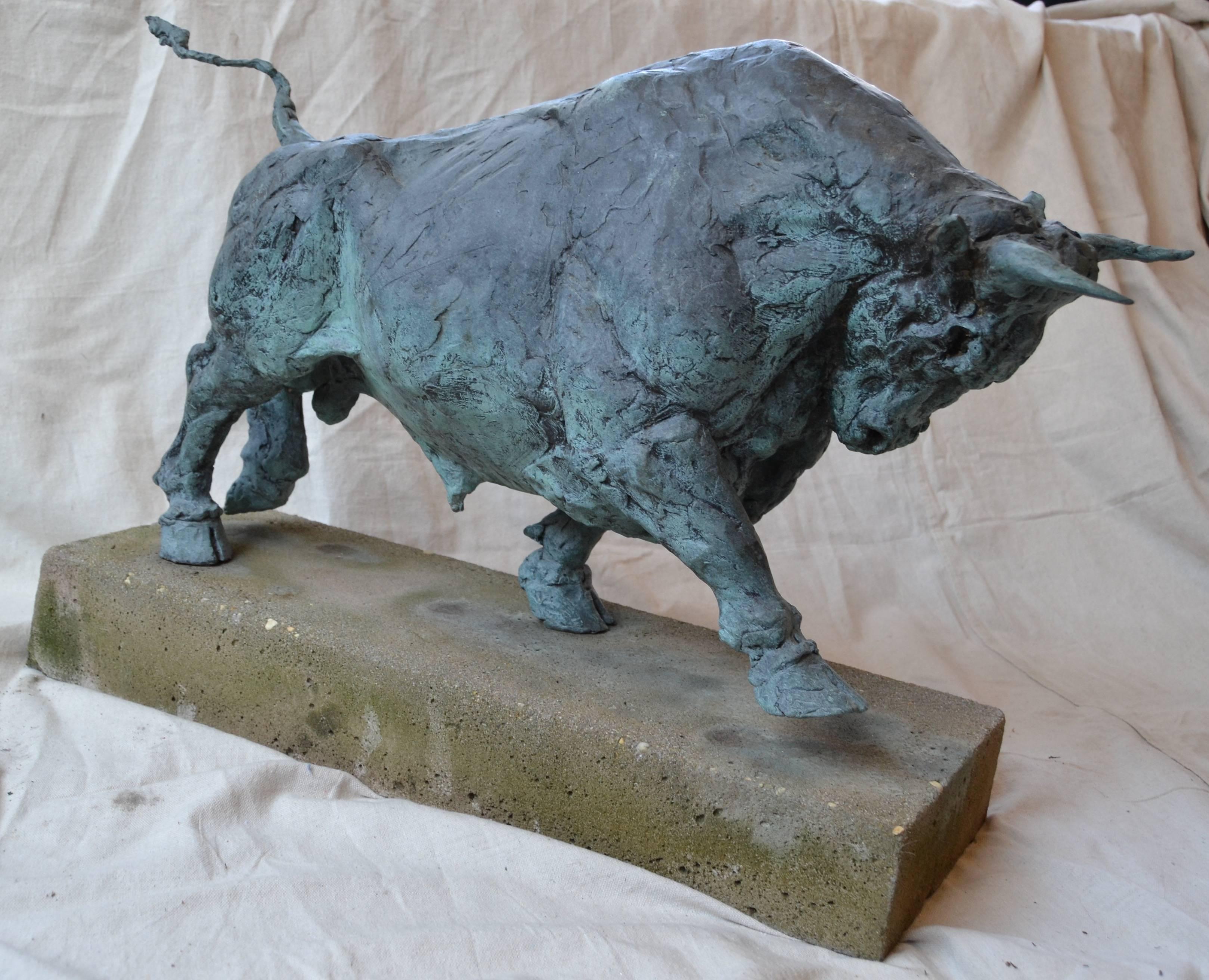 American Bronze Garden Sculpture of a Bull For Sale