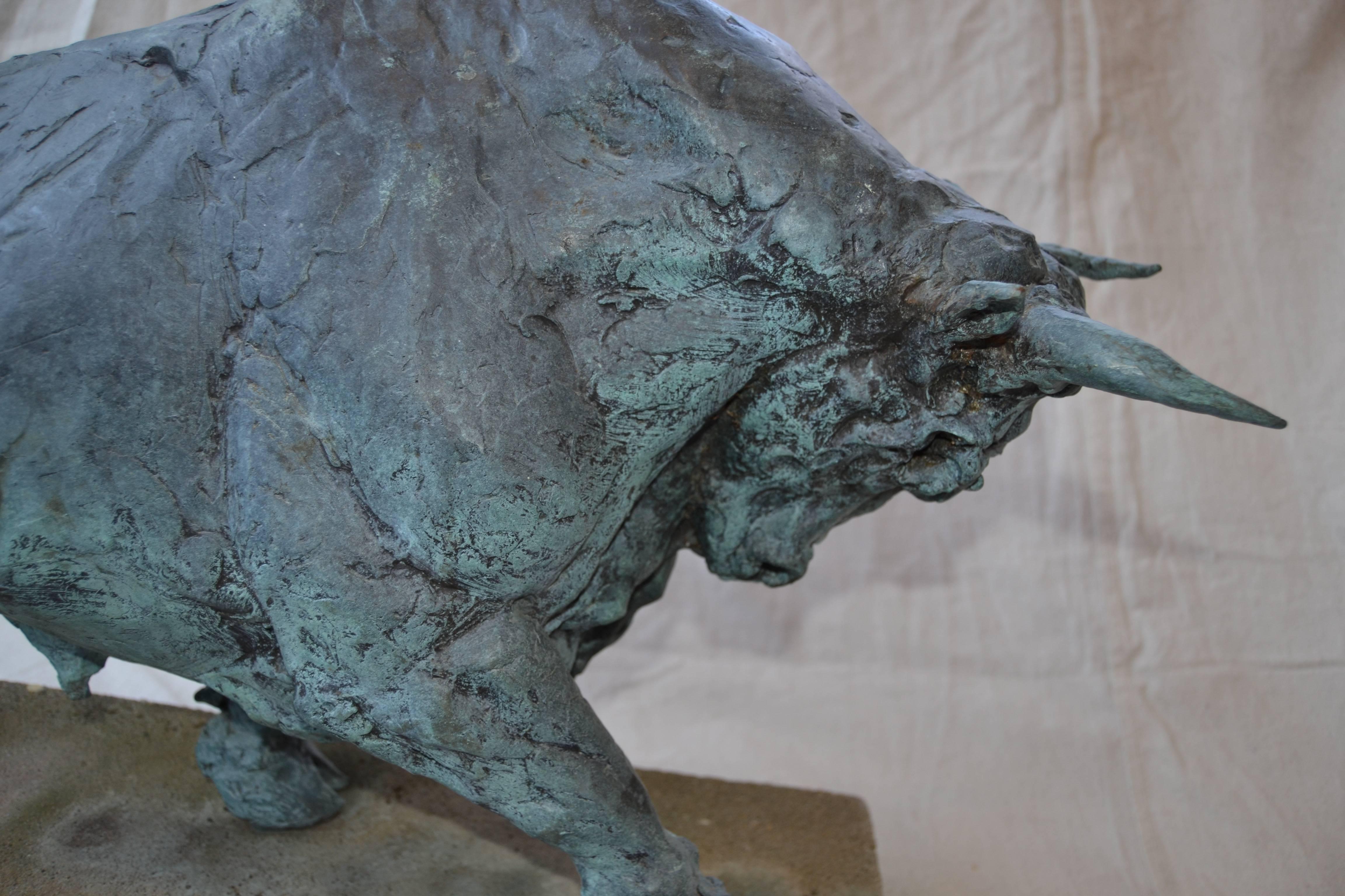 Late 20th Century Bronze Garden Sculpture of a Bull For Sale