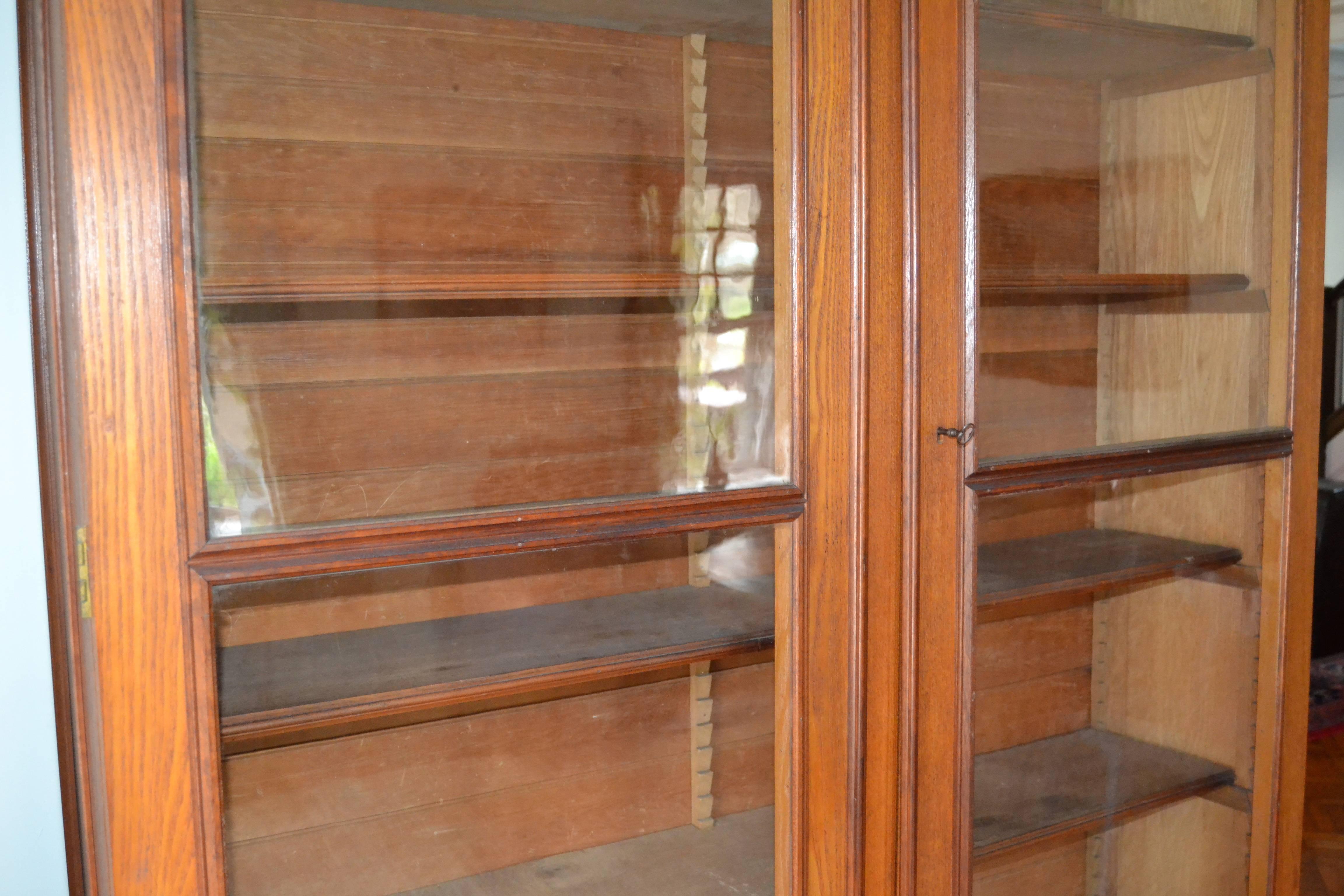 Wood American Chestnut Vitrine/ Bookcase For Sale