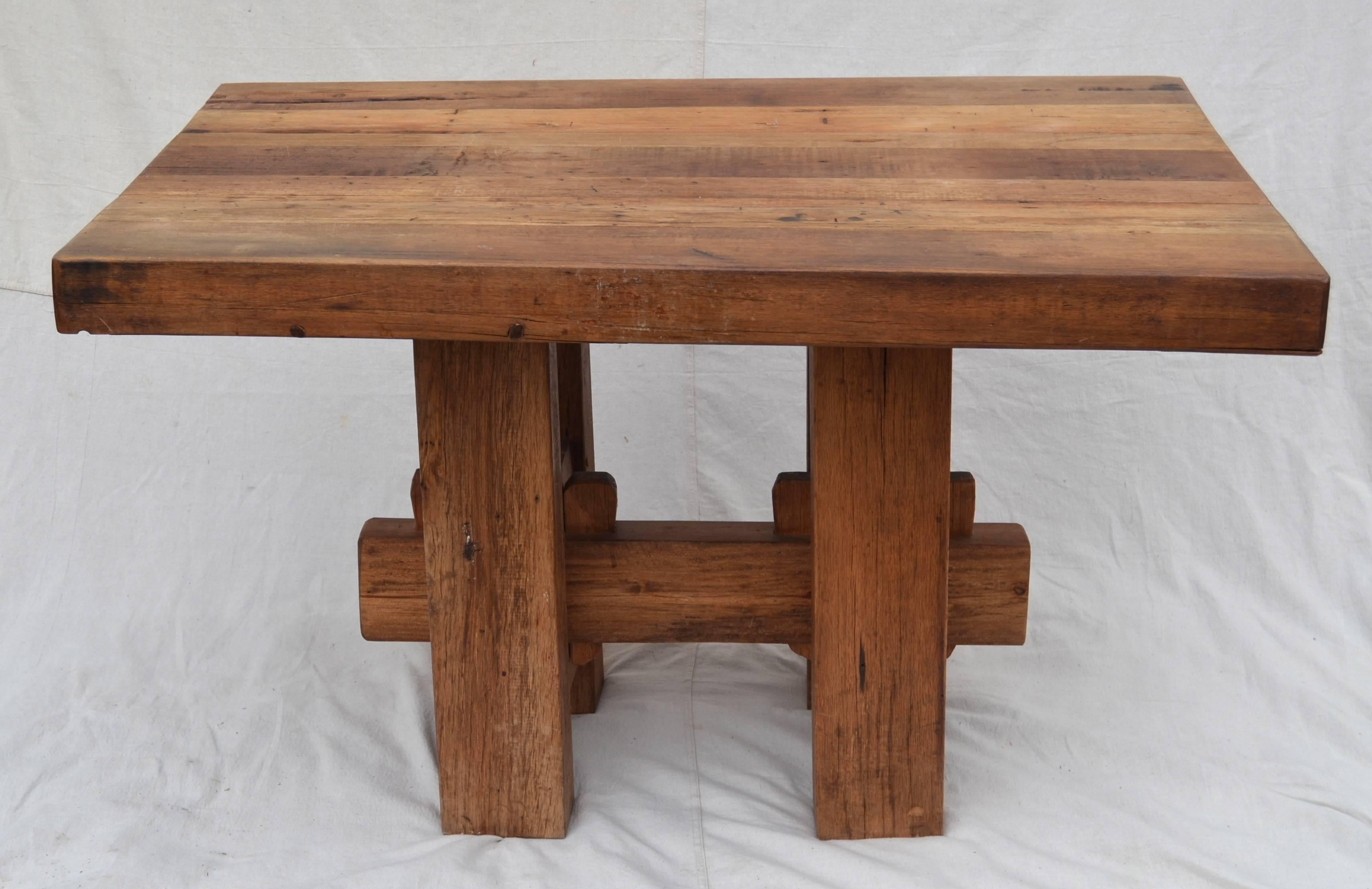 Heavy Hewn Studio Furniture Oak Table For Sale 5