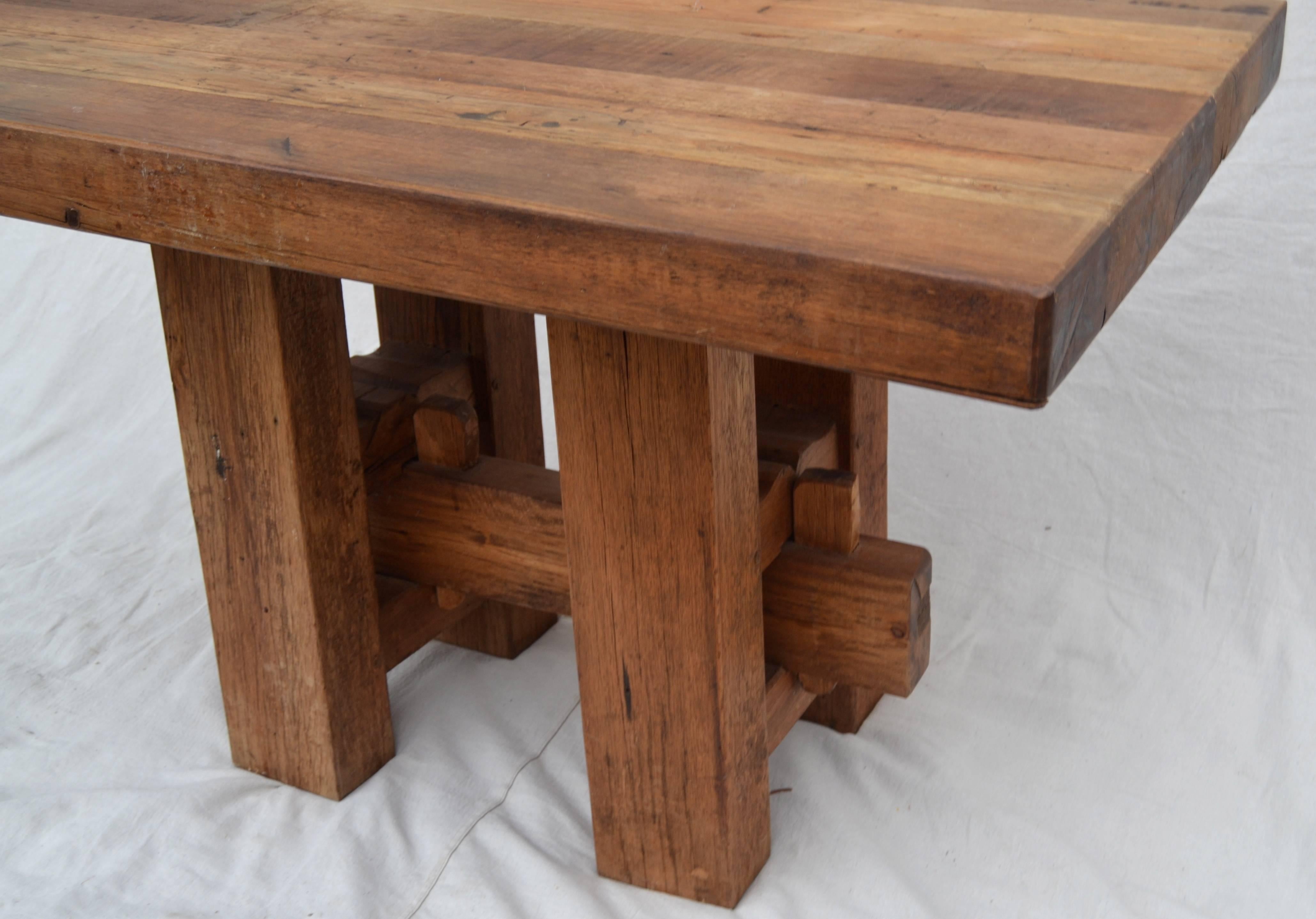 Heavy Hewn Studio Furniture Oak Table In Good Condition For Sale In North Egremont, MA