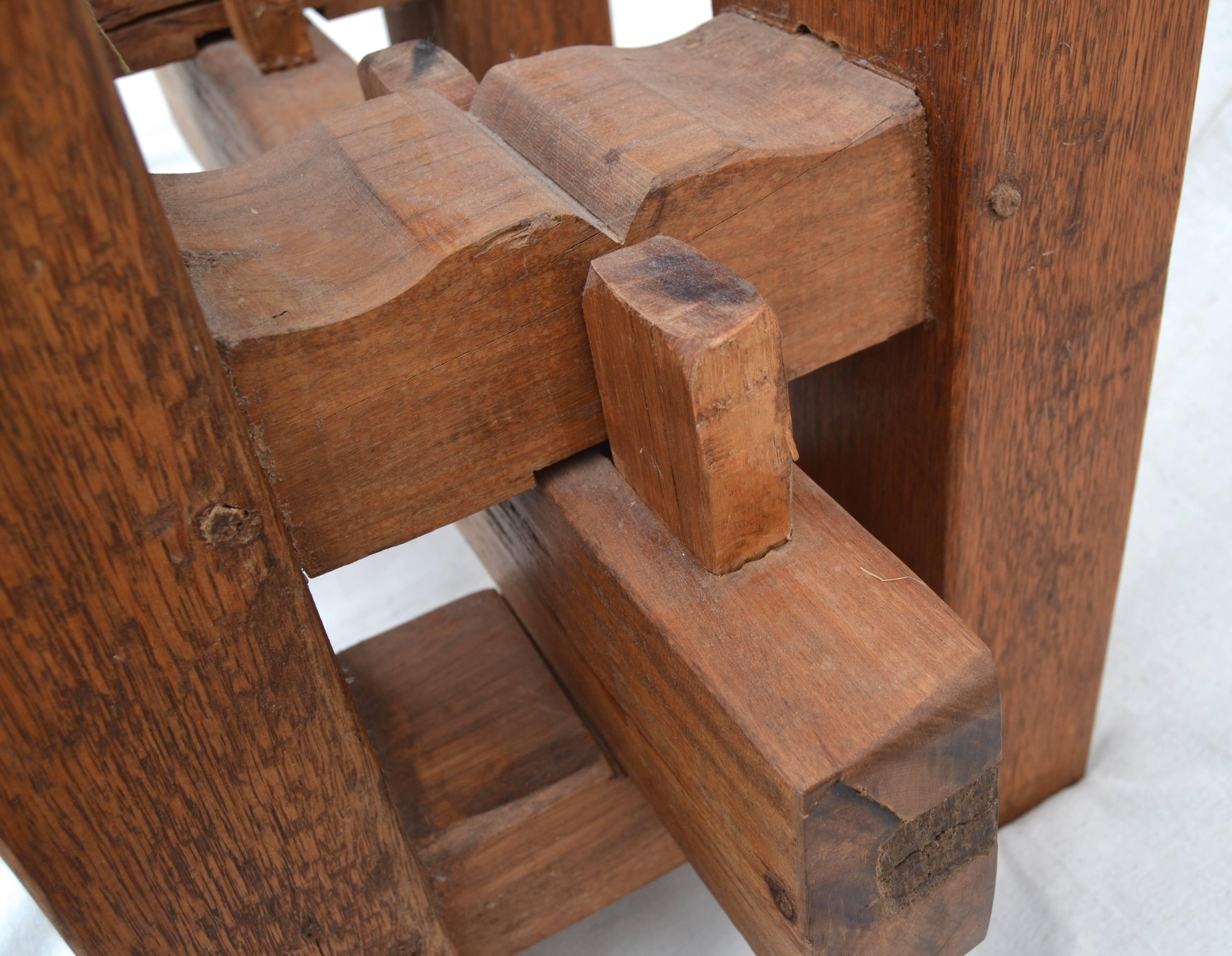 Mid-20th Century Heavy Hewn Studio Furniture Oak Table For Sale