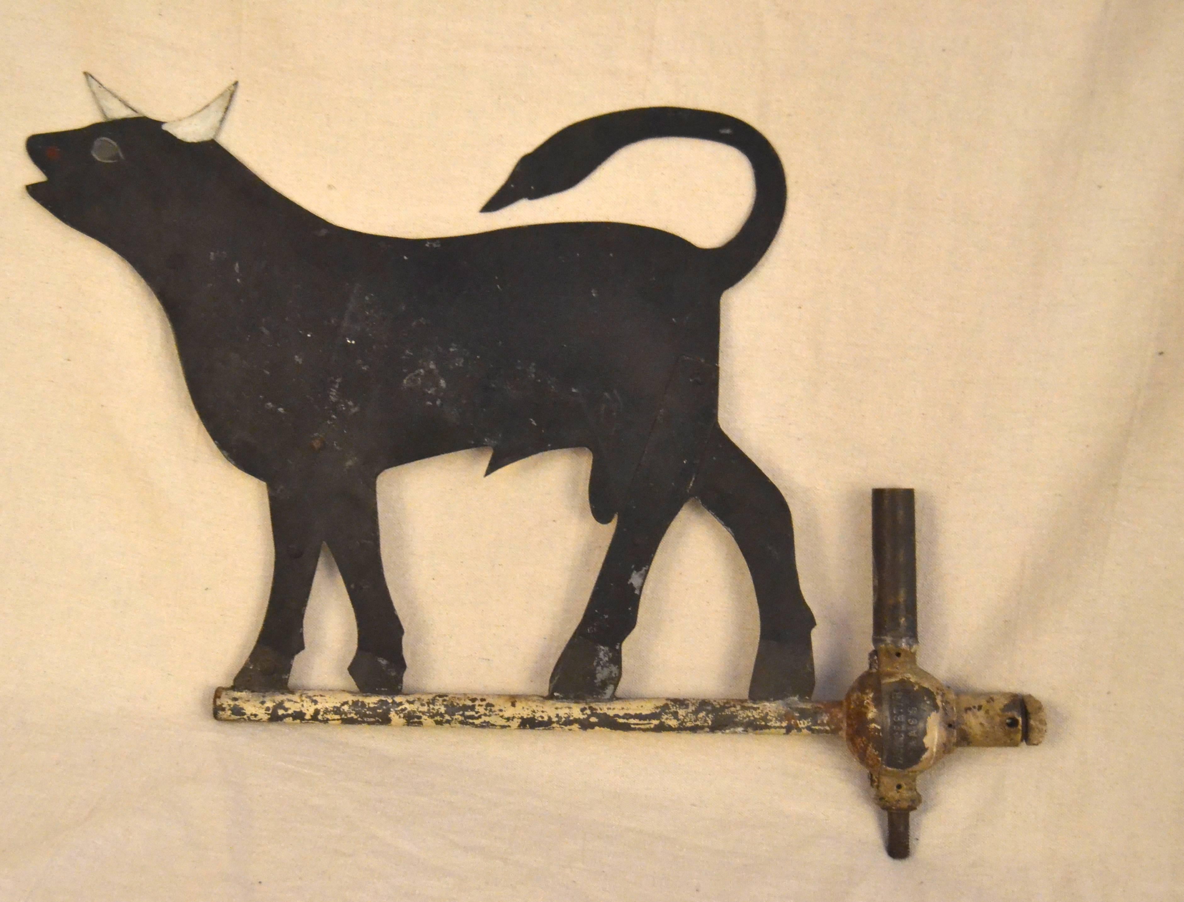 Sheet Iron Bellowing Bull Weathervane For Sale 3
