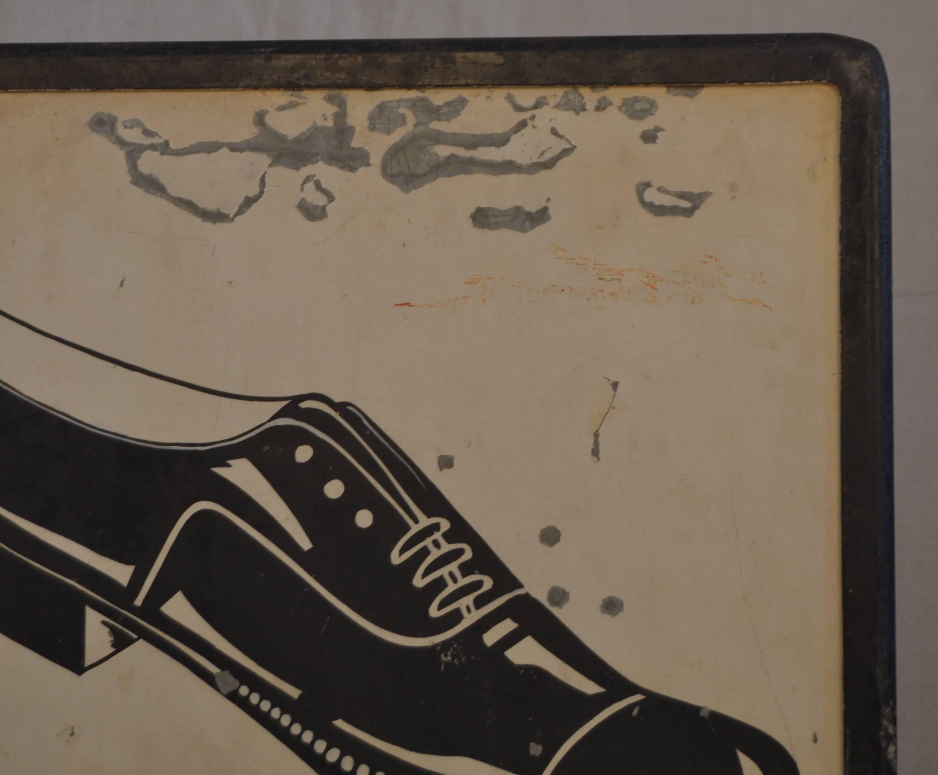 Mid-20th Century Depression Era Sidewalk Shoe Repair Sign For Sale
