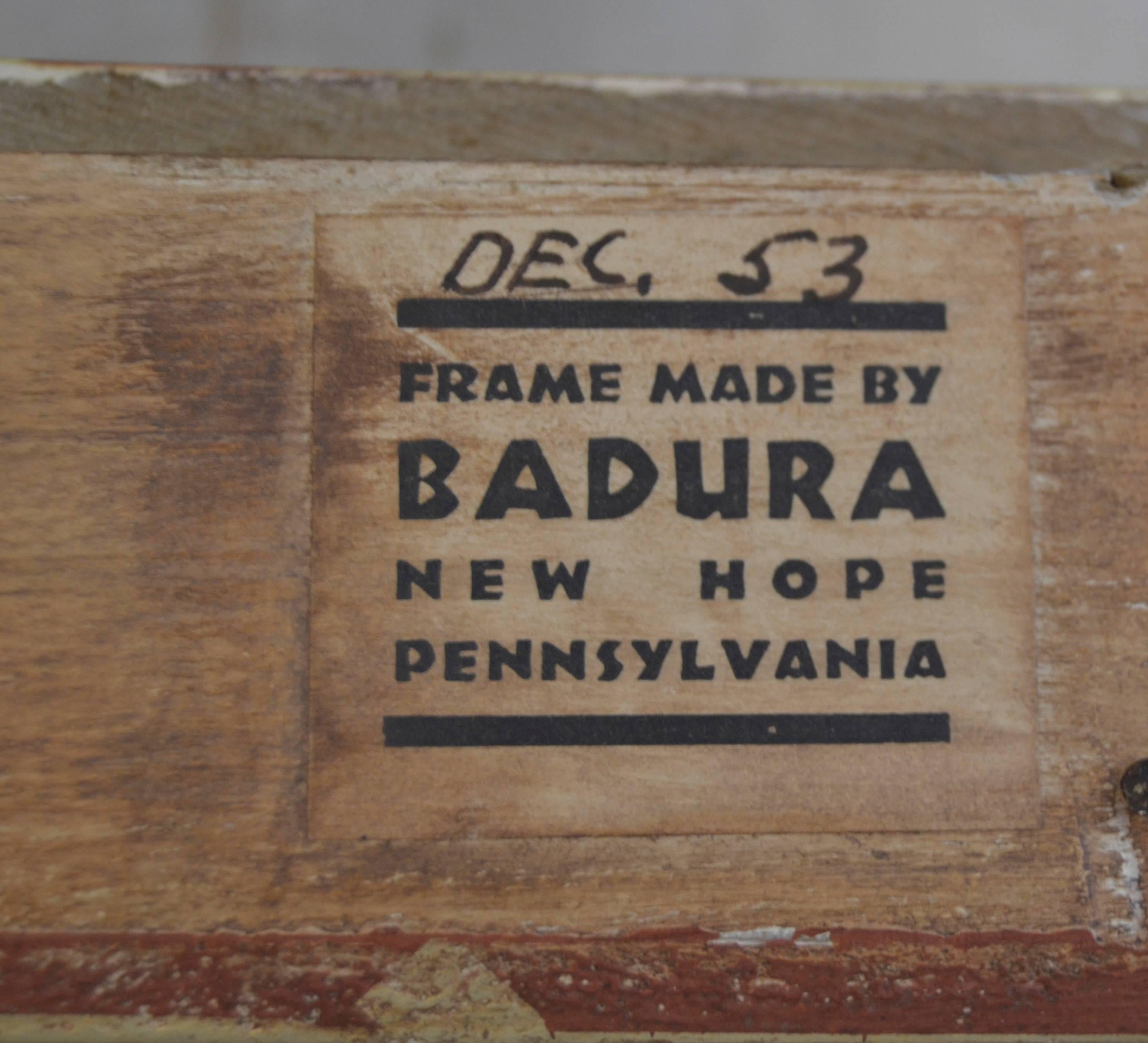 hand-carved and gilded frame by the great New Hope PA craftsman Ben Badura. Simple but substantial frame with a with an approximately 18.5