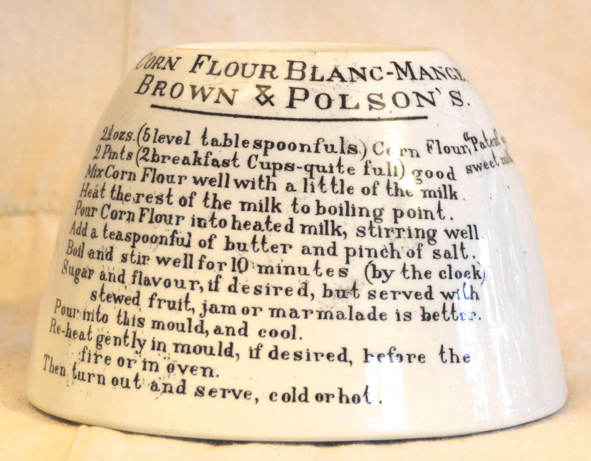 Ironstone Mold Printed with Pudding Recipe For Sale 1