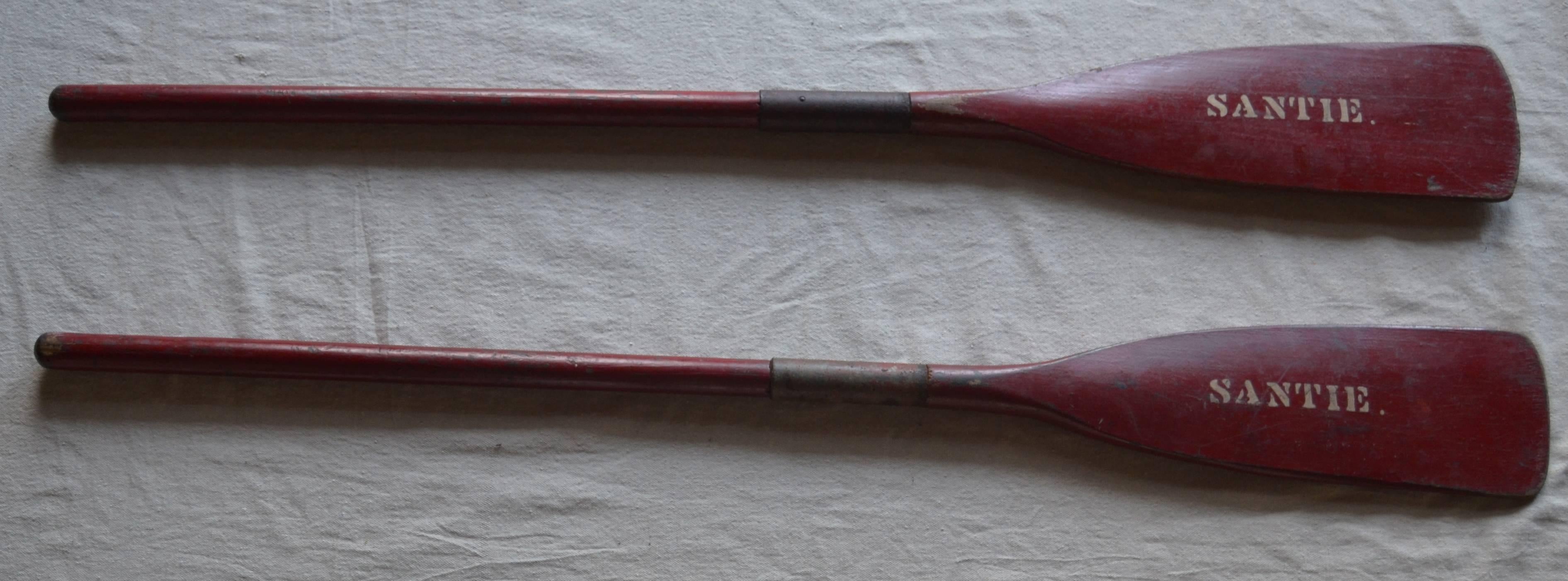Painted Canoe Paddles with Iron Grips For Sale 2
