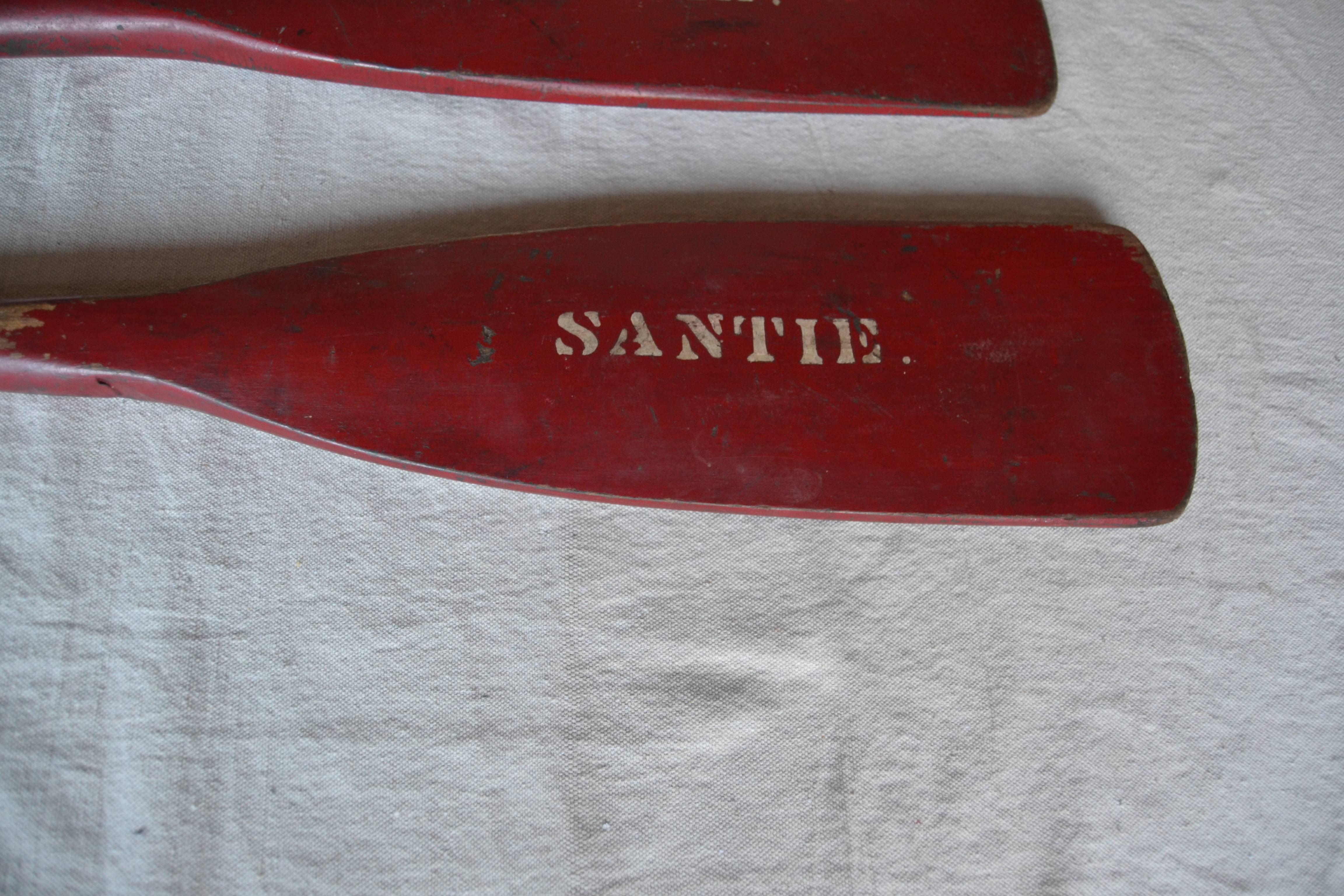 Painted Canoe Paddles with Iron Grips For Sale 1