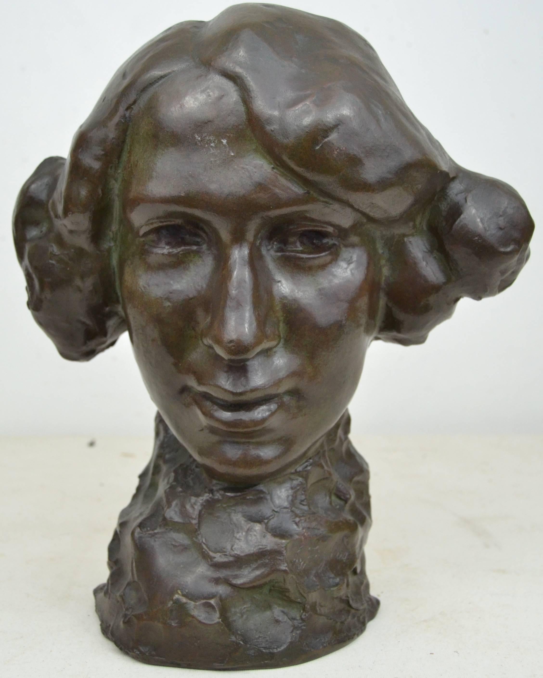 1920s German Bronze Bust For Sale 3