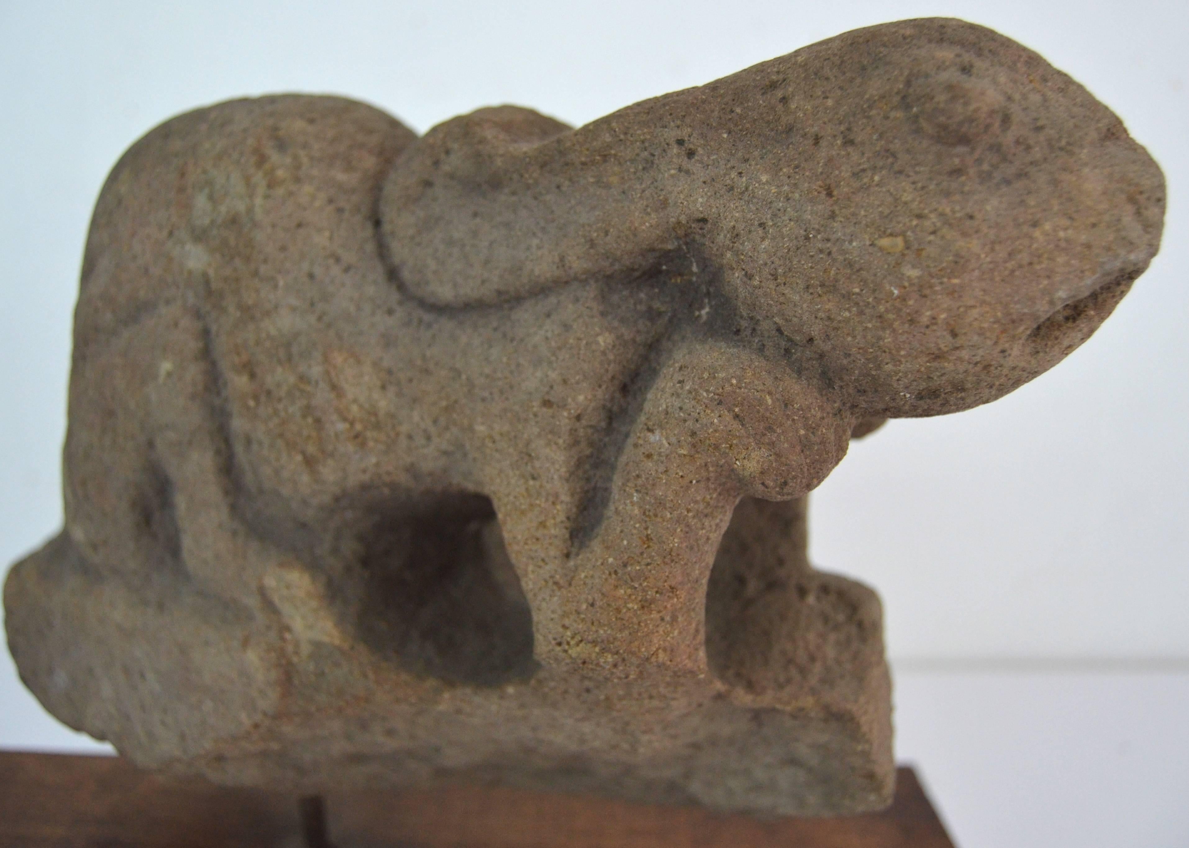 Mostly intact carving of a rabbit. Size of carving H 7 in., W 11in., D 3.25in. Nice color and animation.
    