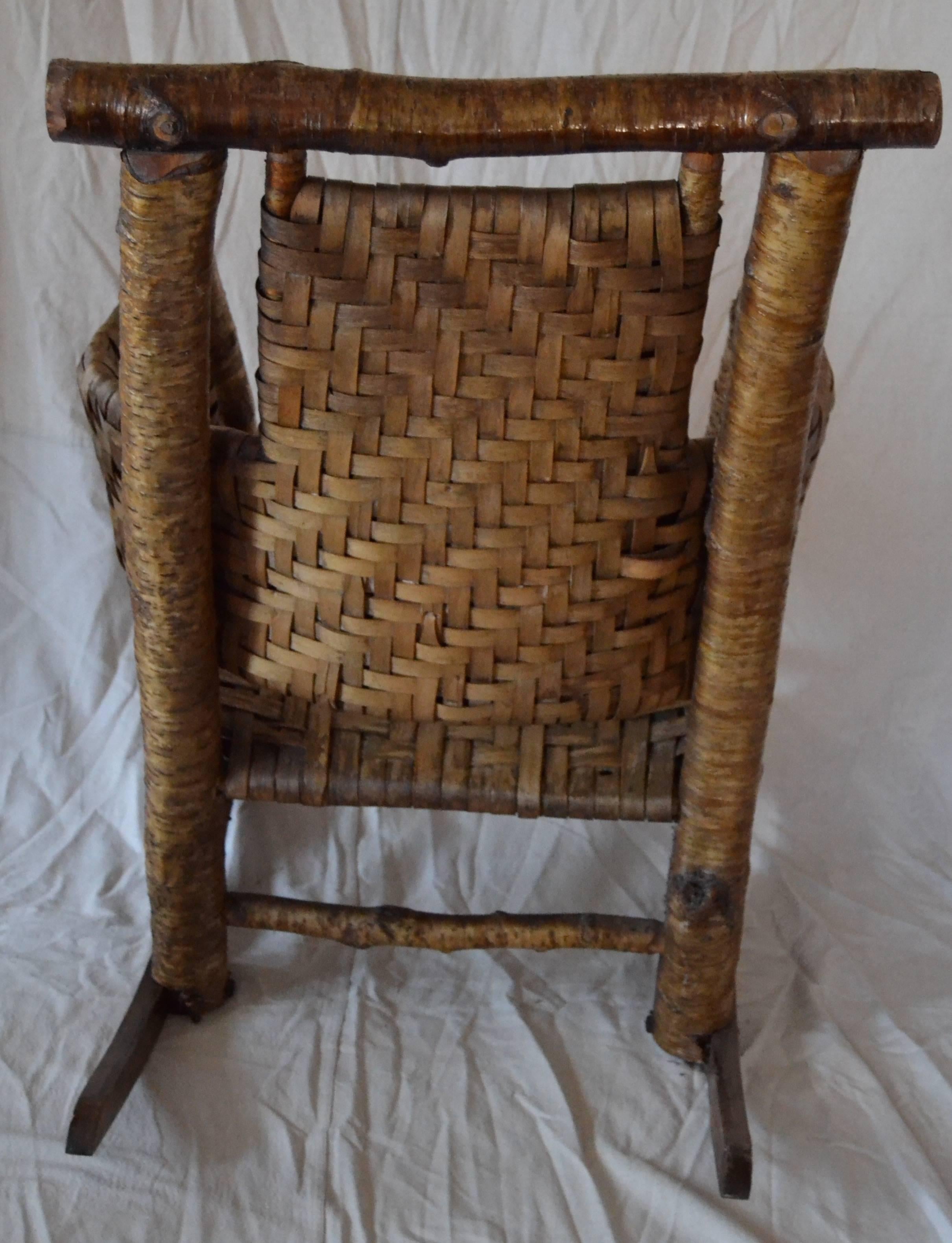 Rustic Birch Rocker by Lee Fountain In Good Condition In North Egremont, MA