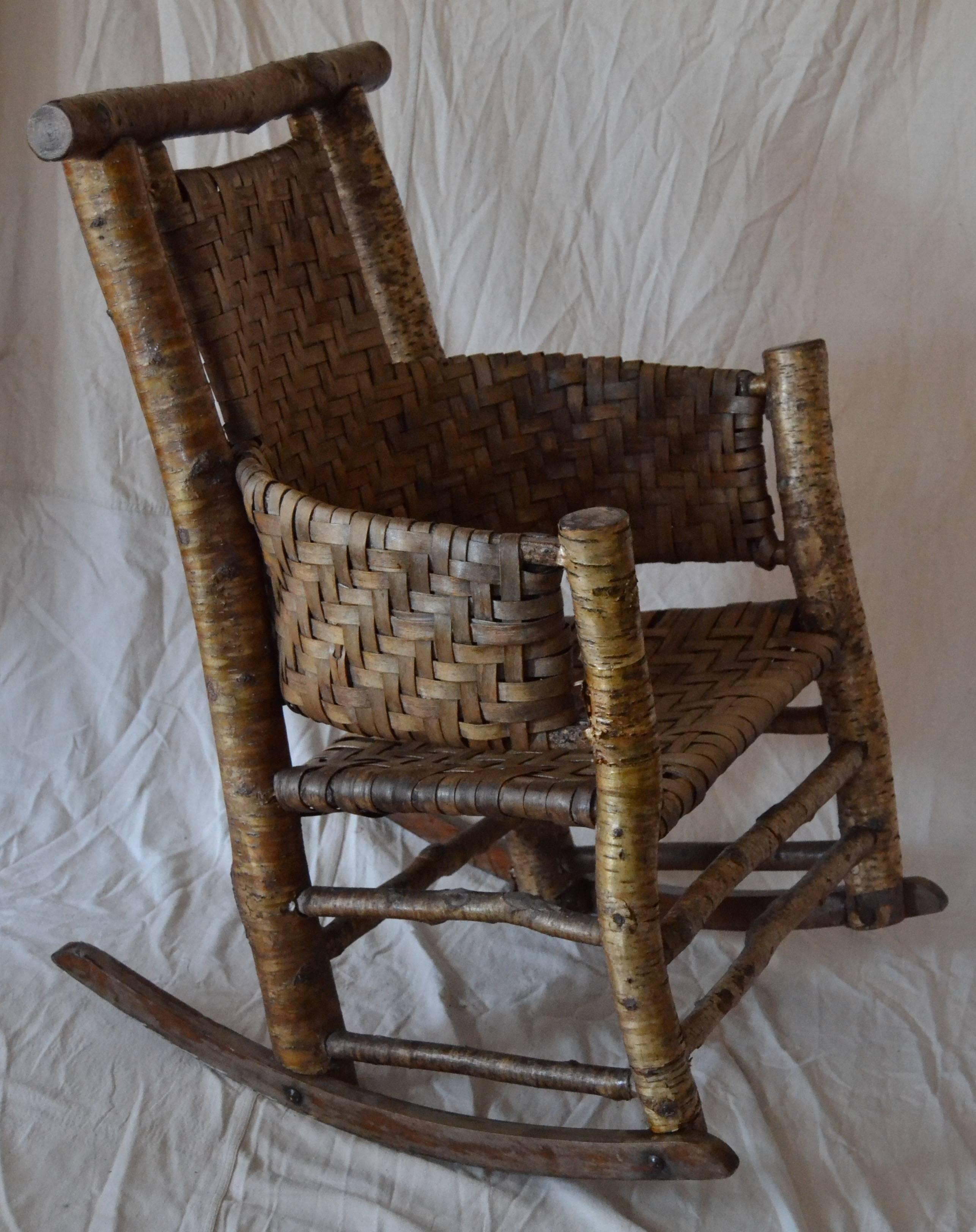 Early 20th Century Rustic Birch Rocker by Lee Fountain