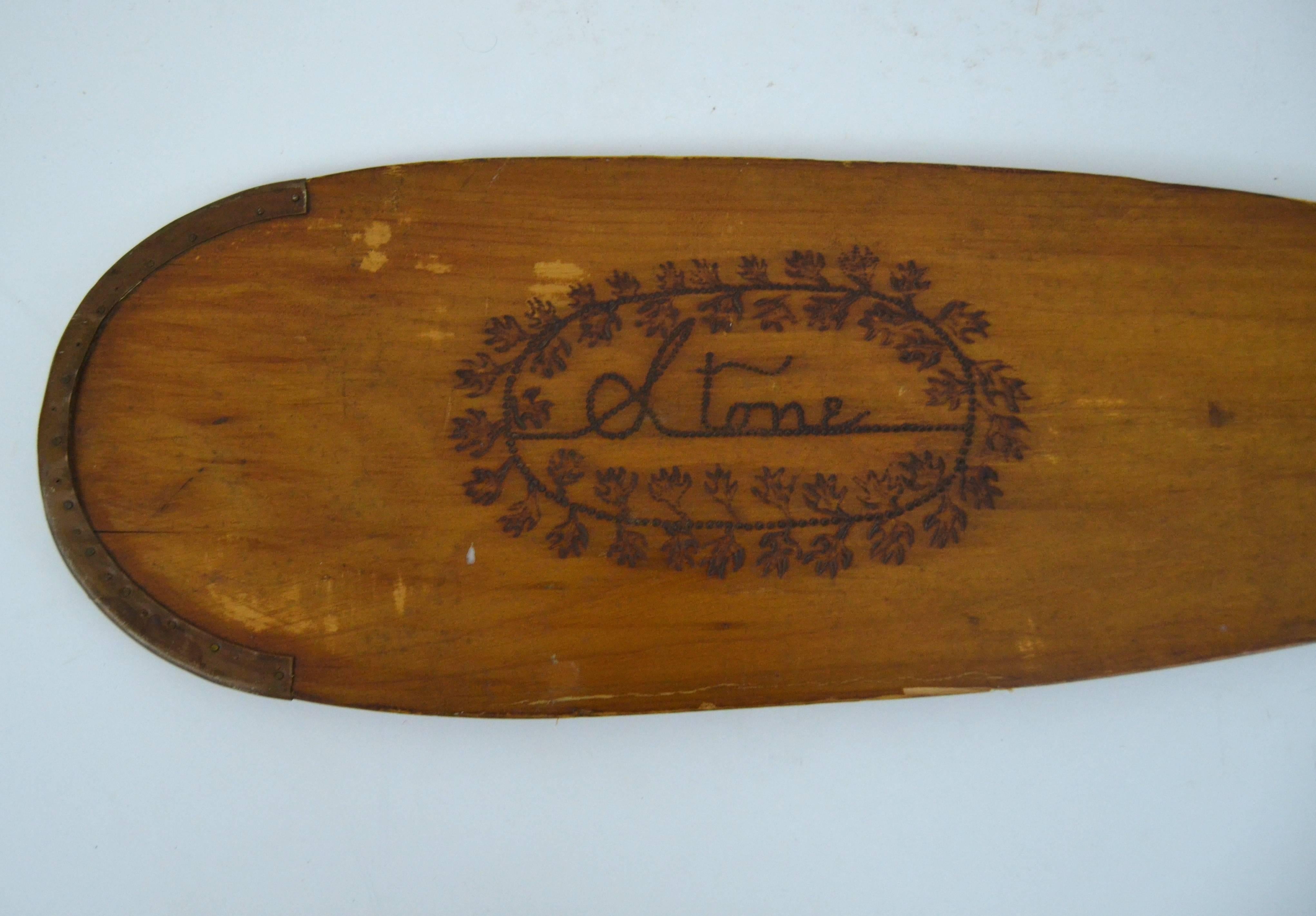 Canoe Paddle with Image of Identified State of Maine Rustic Lodge For Sale 5
