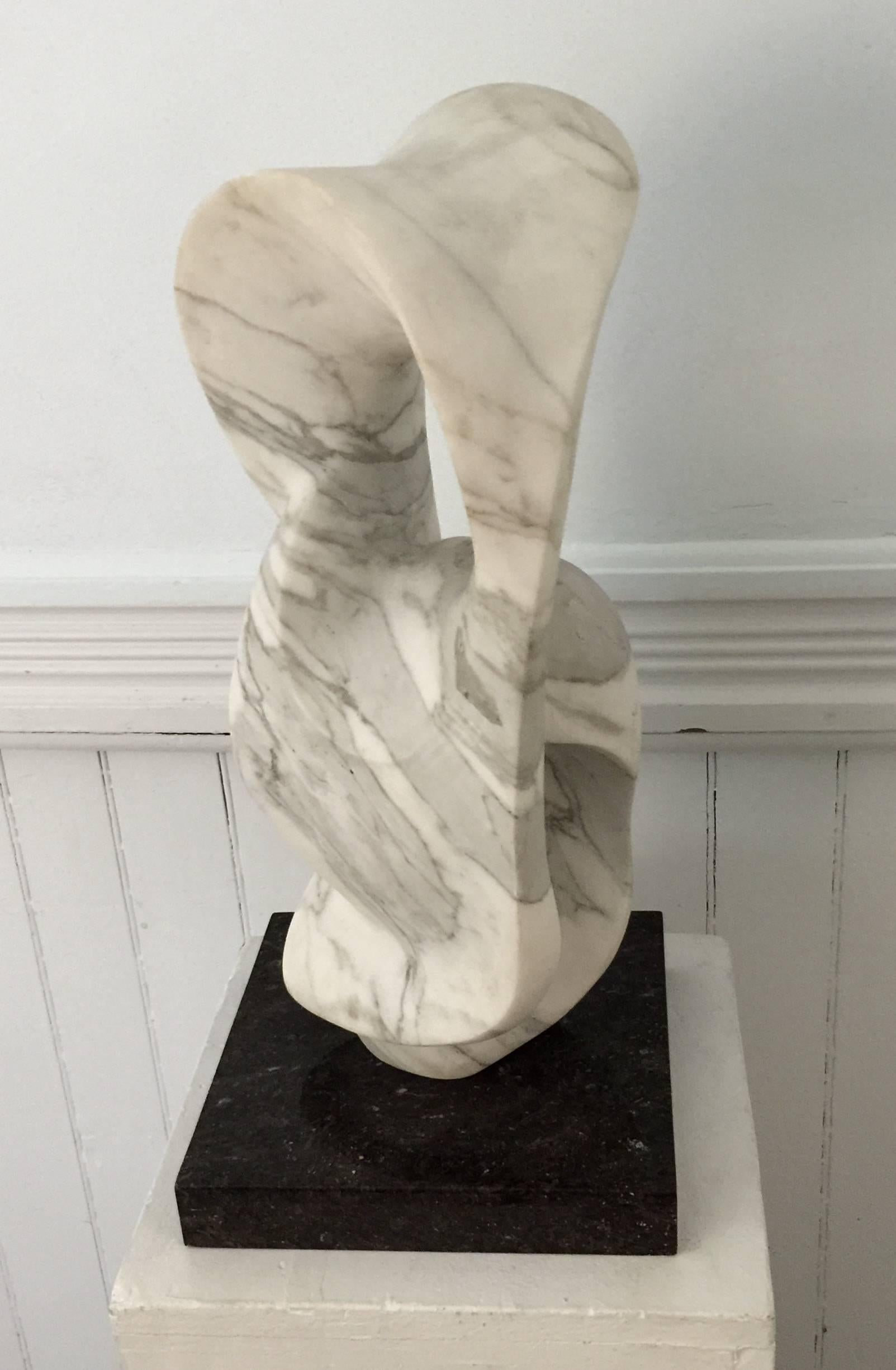 Abstract Marble Sculpture on Black Marble Base For Sale 1