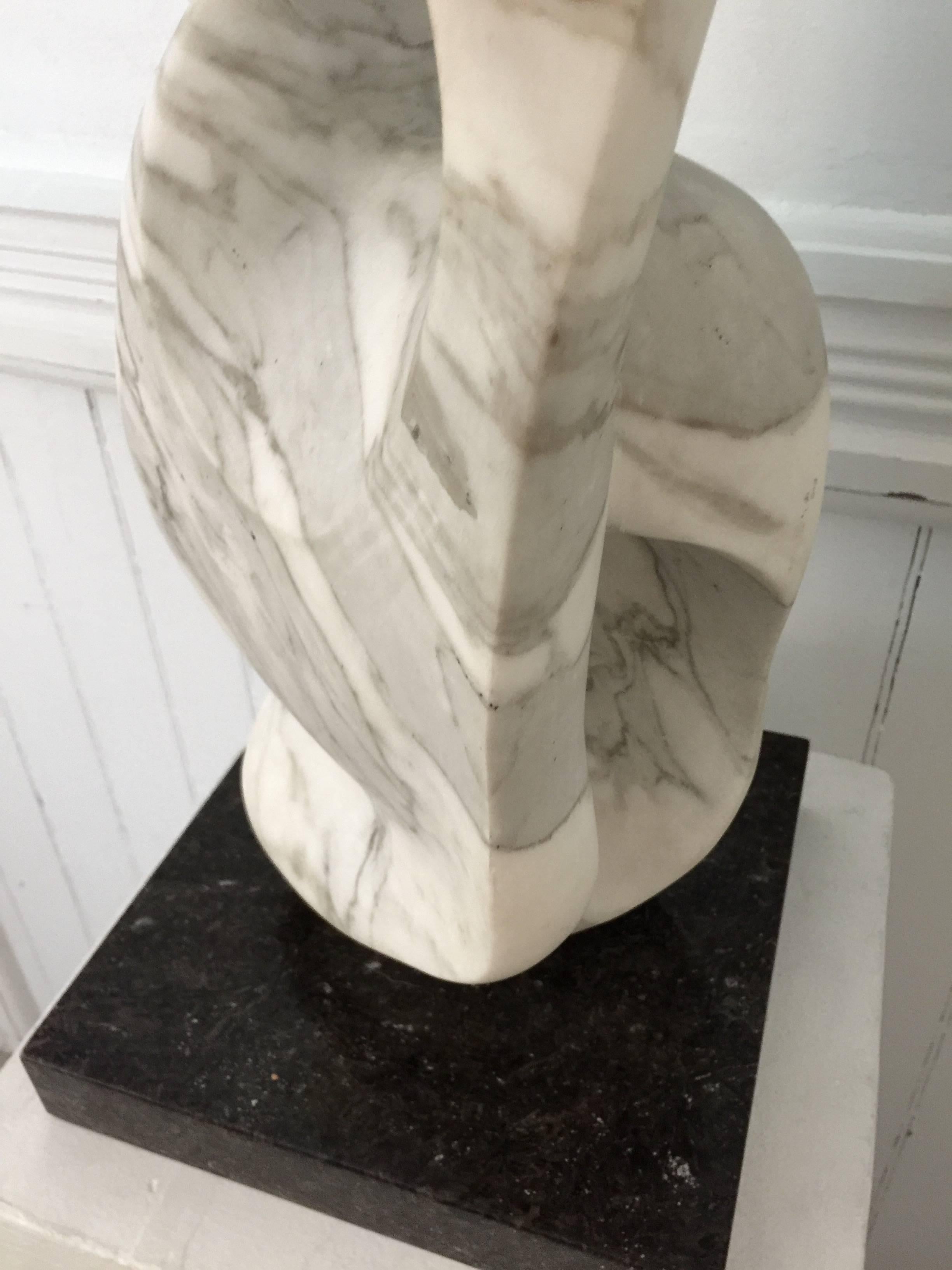 Abstract Marble Sculpture on Black Marble Base For Sale 2