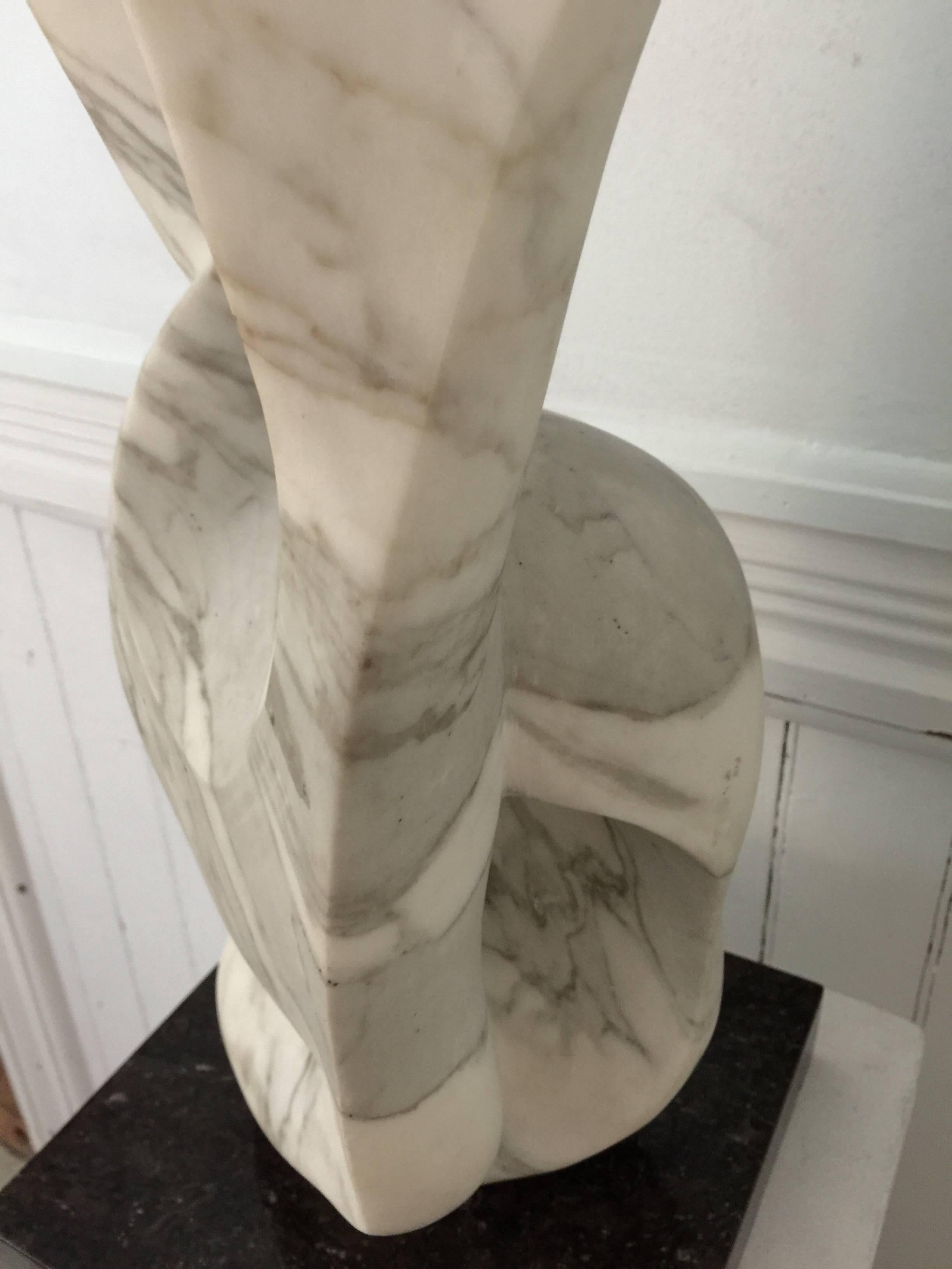 Abstract Marble Sculpture on Black Marble Base For Sale 3