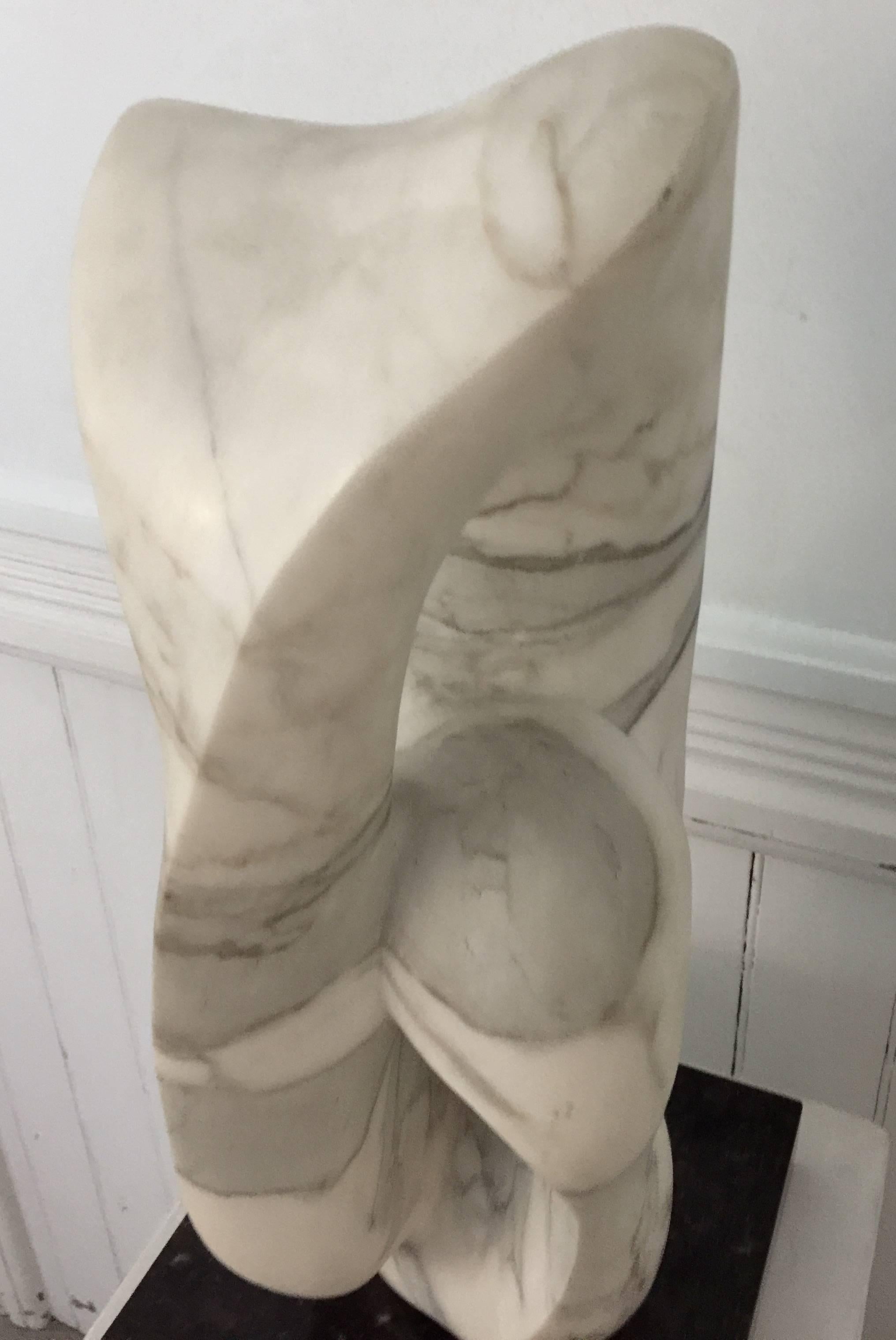 Abstract Marble Sculpture on Black Marble Base For Sale 4