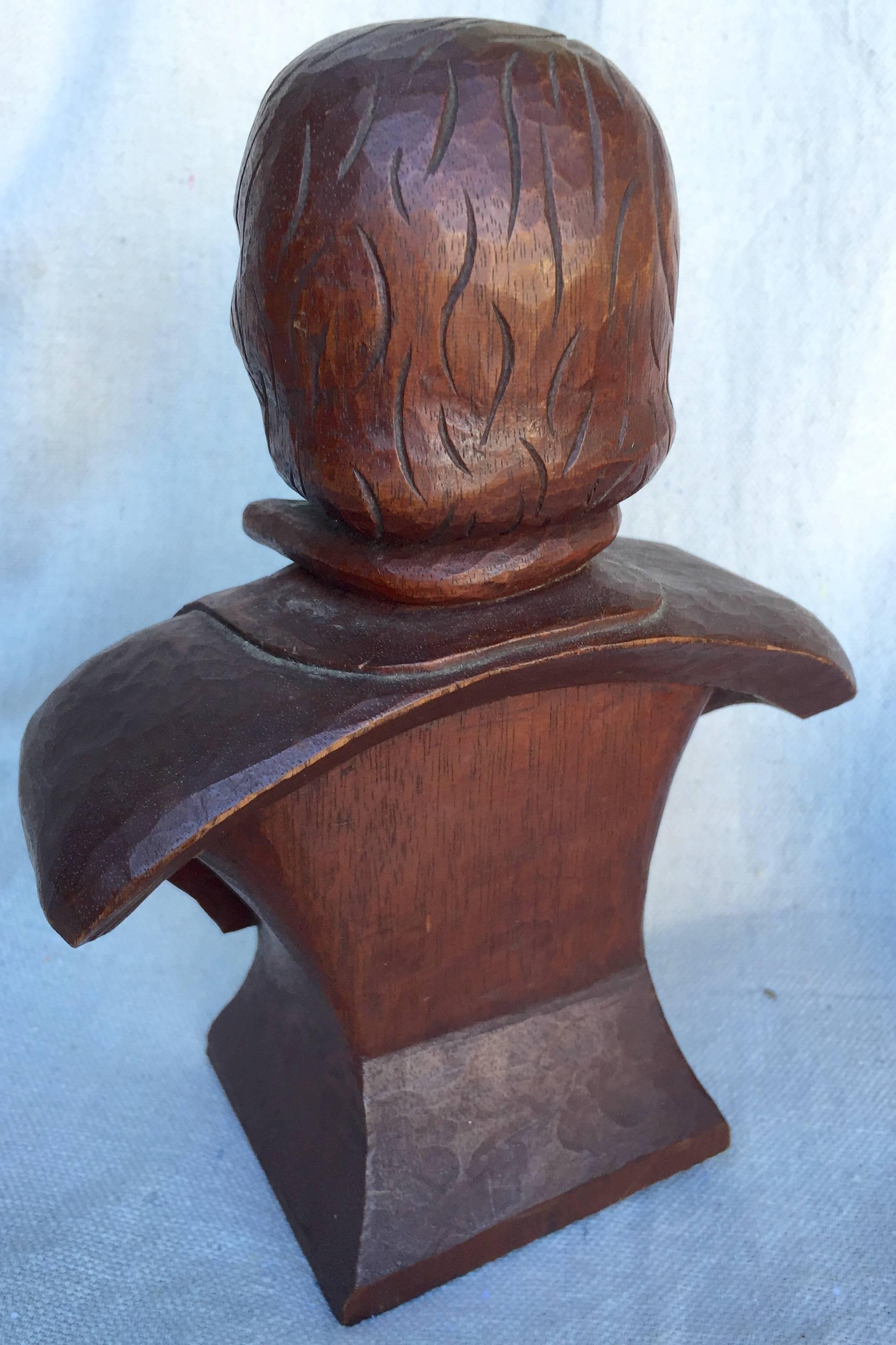 Carved Folk Art Bust of a Young Man For Sale 2