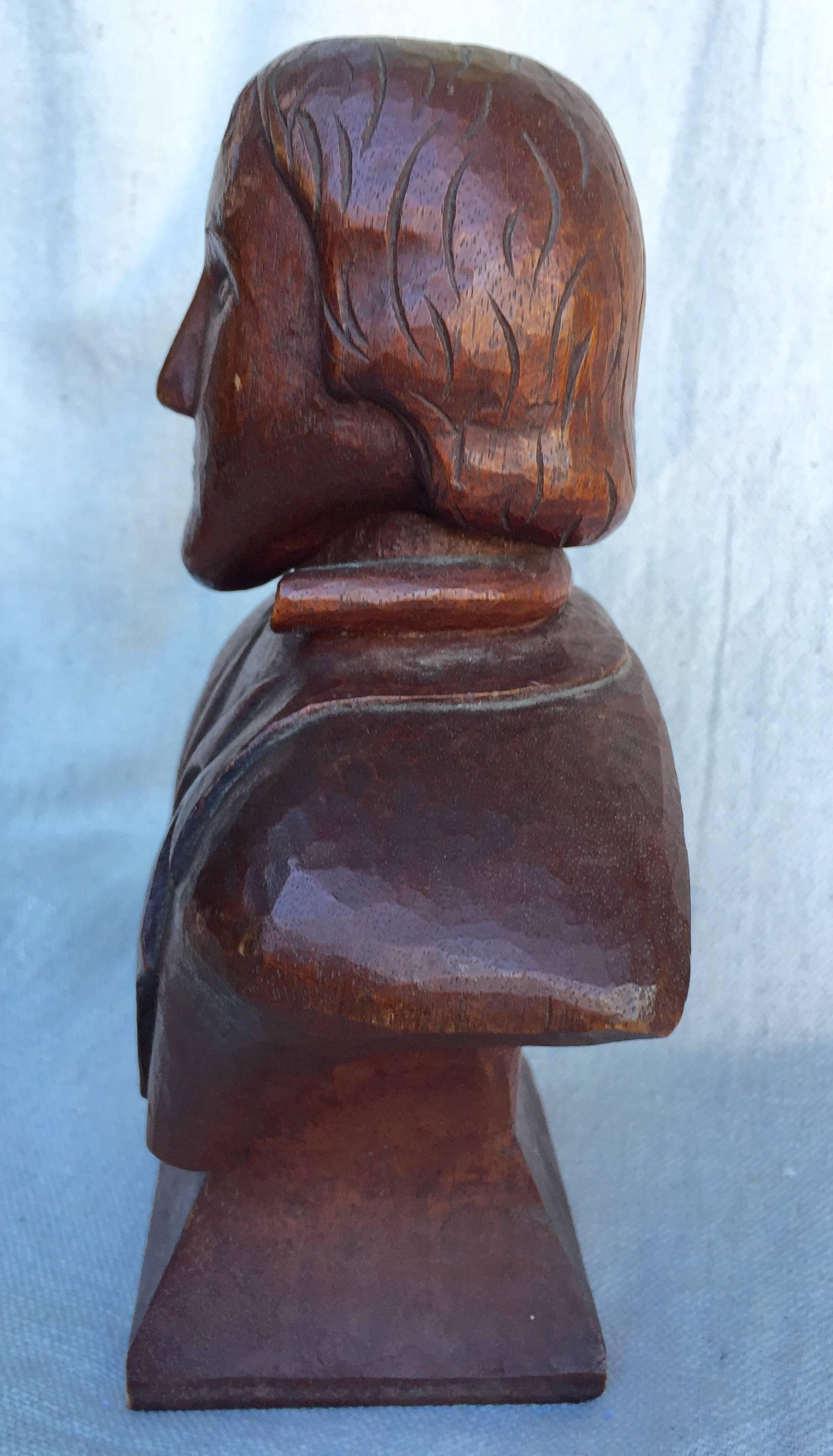 Carved Folk Art Bust of a Young Man For Sale 4