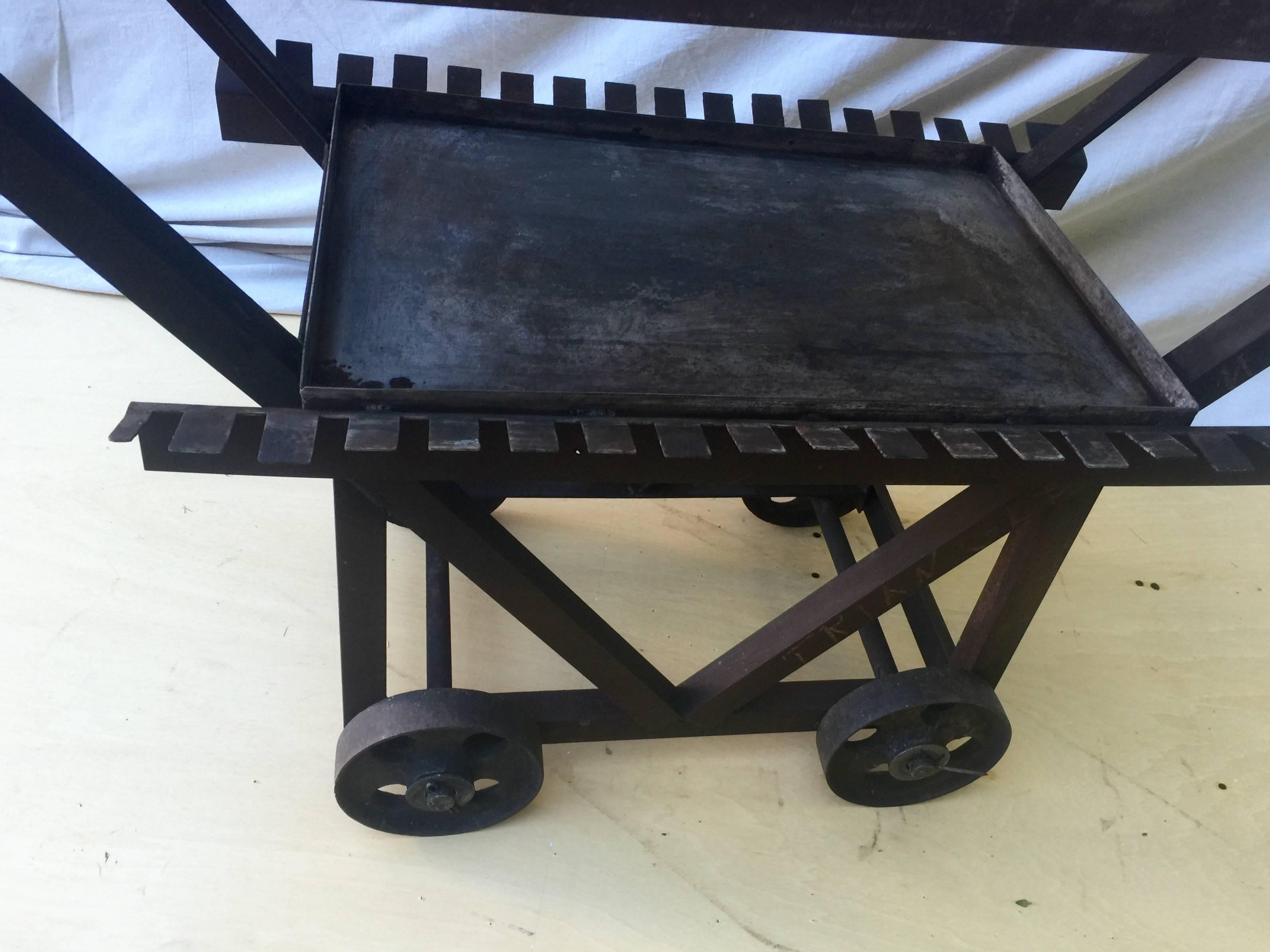 American Folky Handmade Industrial Pushcart For Sale