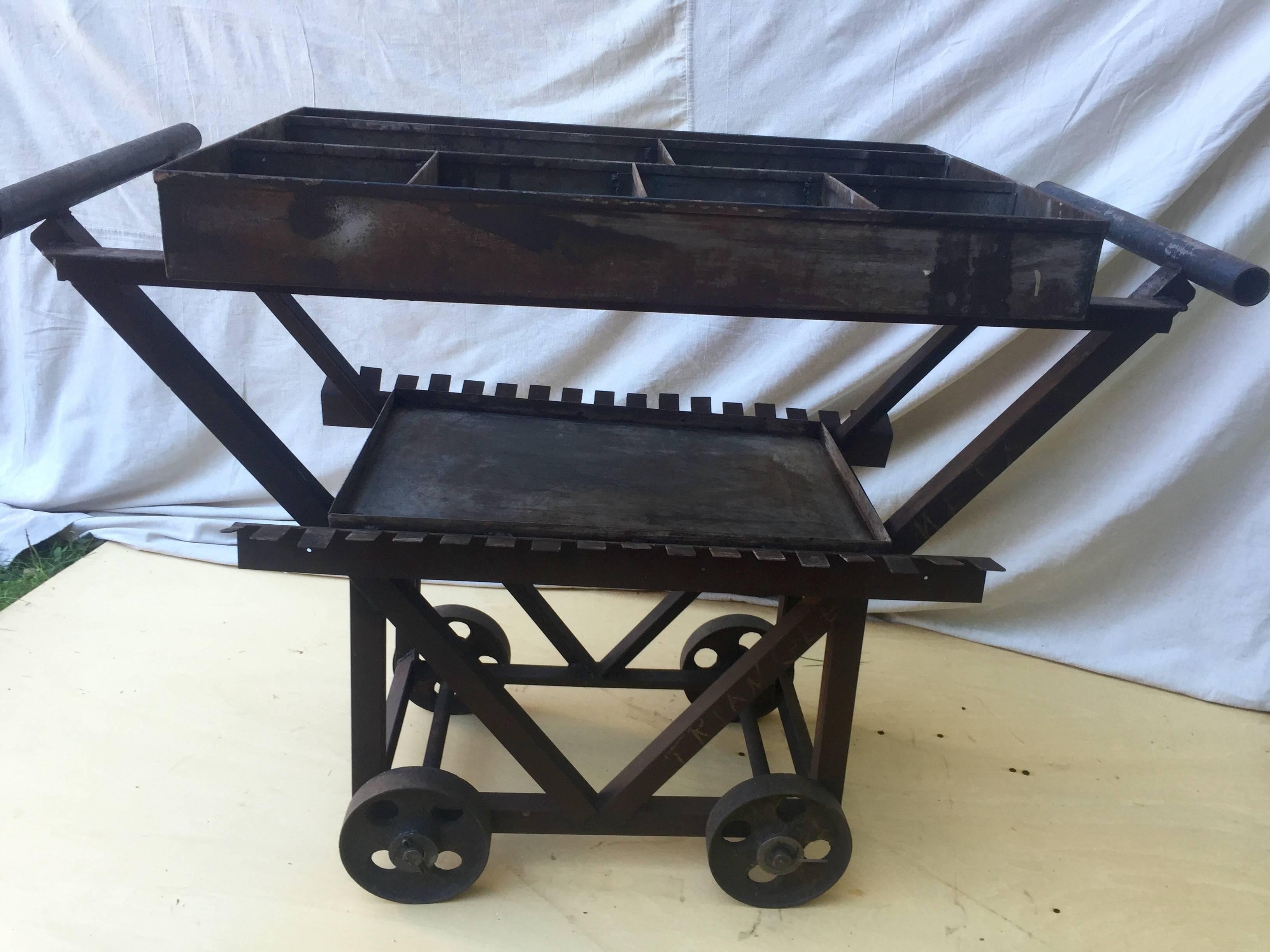 Mid-20th Century Folky Handmade Industrial Pushcart For Sale